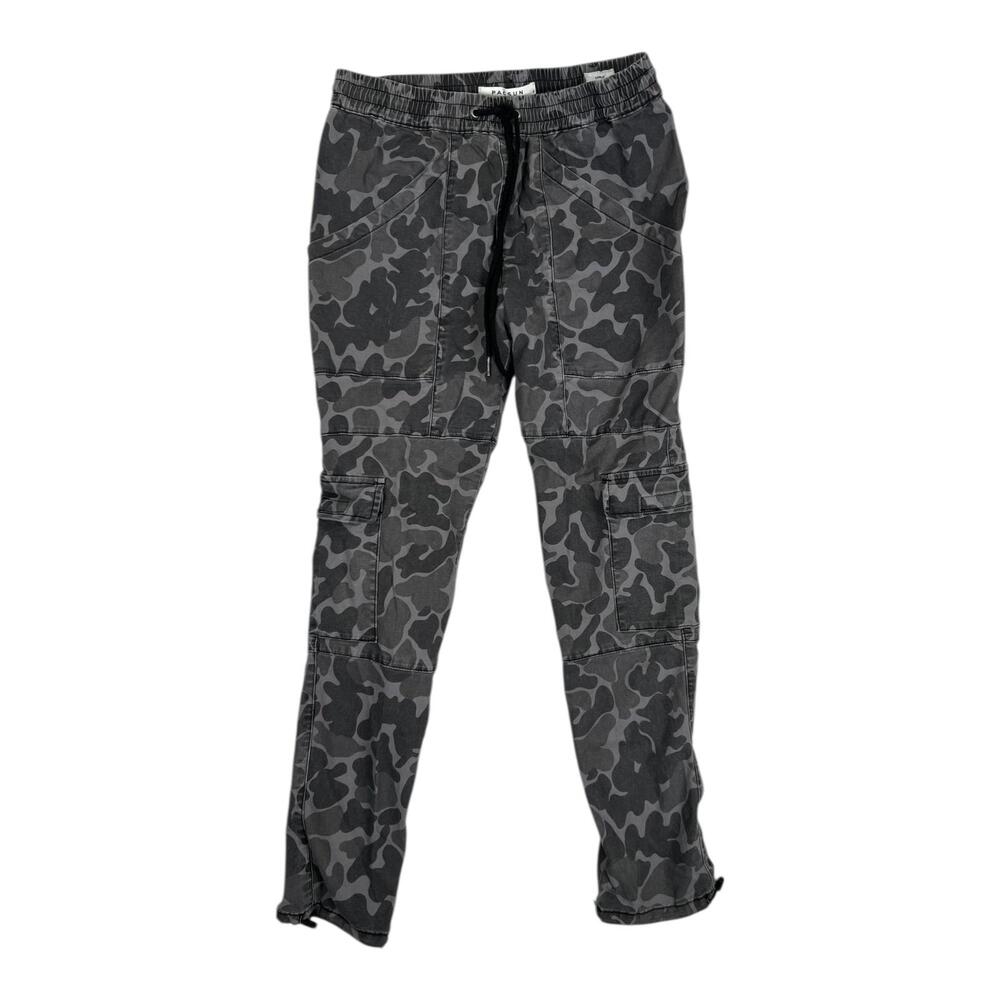 PacSun Cargo Pants Mens Small Gray Camo Regular Fit Elastic Waist Drawcord